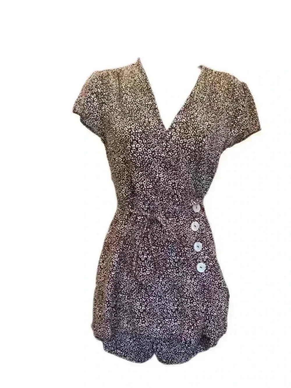 Urban Outfitters Brown Leopard Print Wrap Romper